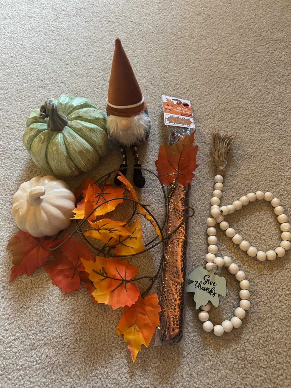 Bundle Autumn Gnome Necklace Bead Garland - Orange, Cream & Brown Kids Accessory